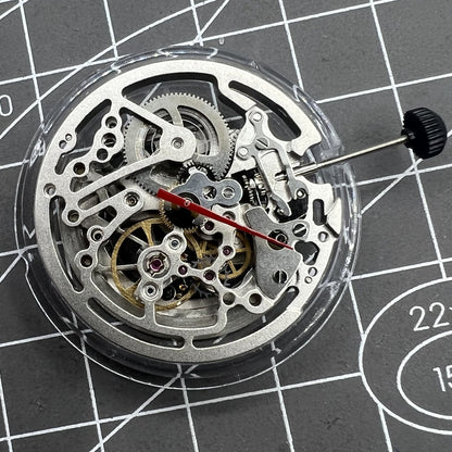 Seagull TY2809 Automatik Skelettuhr mit silbernem Geh�use und mechanischem Uhrwerk, elegantes Design.