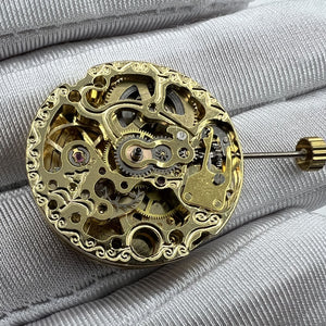 26.5mm Diameter 7120 Automatic Mechanical Watch Movement Carved Hollow Golden