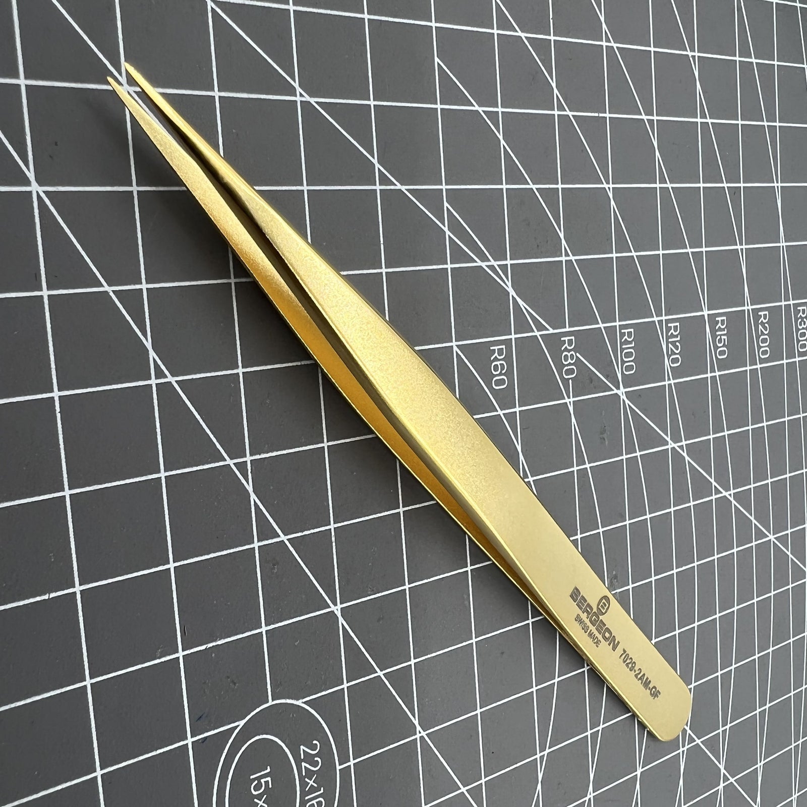 Bergeon 7029-2AM-GF gold-plated antimagnetic brass watch tweezers for precise accessory handling