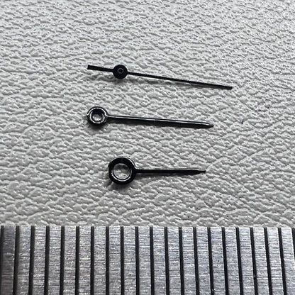 Black watch hands set for Miyota 2035 movement, sizes 11mm, 9mm, and 7mm, precision fit accessory.