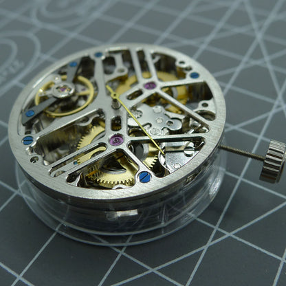 Silver SL1911 hollow balance wheel watch movement with intricate automatic mechanical design for precision timekeeping.