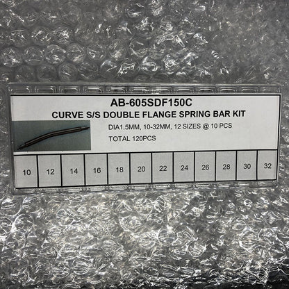 Curve S/S Double Flange Dia 1.5mm Watch Spring Bar Kit 12 Sizes 120PCS/Box