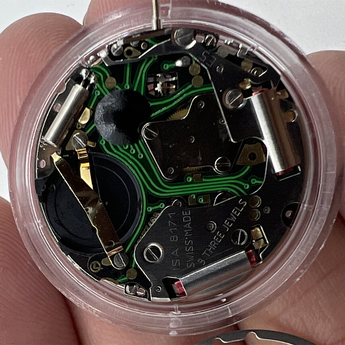 Watchmakers ISA 8171 silver quartz movement with date at 4 o'clock, multi-function repair part for watches by Watchmakers.