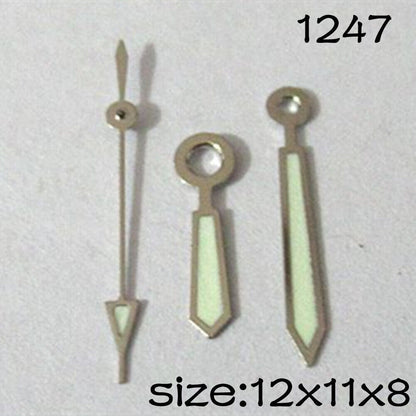 Jeu d'aiguilles lumineuses n° 1247 pour mouvement Miyota 2115, longueurs 12 mm/11 mm/8 mm 