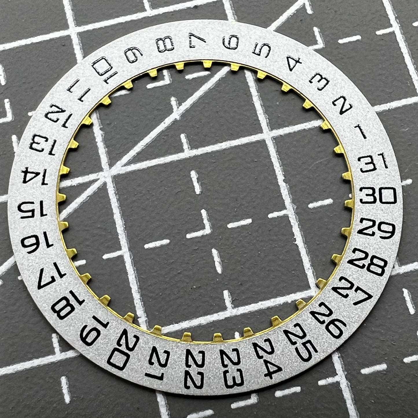 Silver date ring for men's watches compatible with ETA2824 and ETA2892 movements.