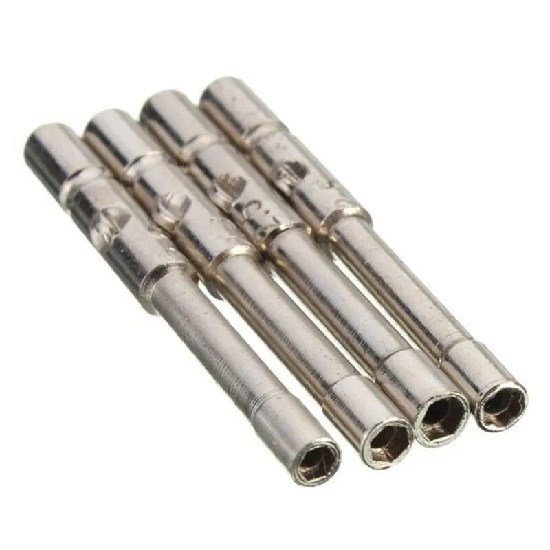 Precision screwdriver set for watch and eyeglass repair, includes hex tools and cutter heads with grip handle.