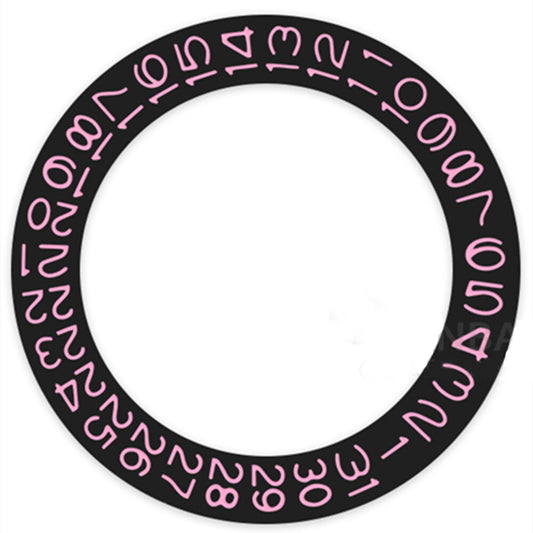 Disque de date à fond noir et caractères roses pour Seiko NH35 NH36