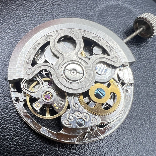 Hangzhou 2189 Automatikwerk Hohler Silberner Rotor Drei Zeiger Uhr