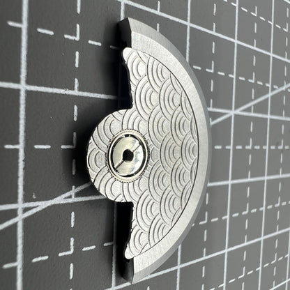 Silver Sea Wave carved rotor, designed for Miyota NH35 NH36 watch movements, intricate detail.
