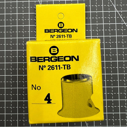 Swiss Bergeon 2611-TB-4 loupe with 2.5x magnification for detailed watch accessory inspection and repair tasks.
