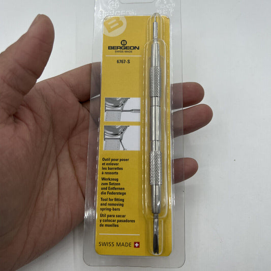 Bergeon 6767-S spring bar tool for precise watch bracelet fitting and removal, ideal for watchmakers.
