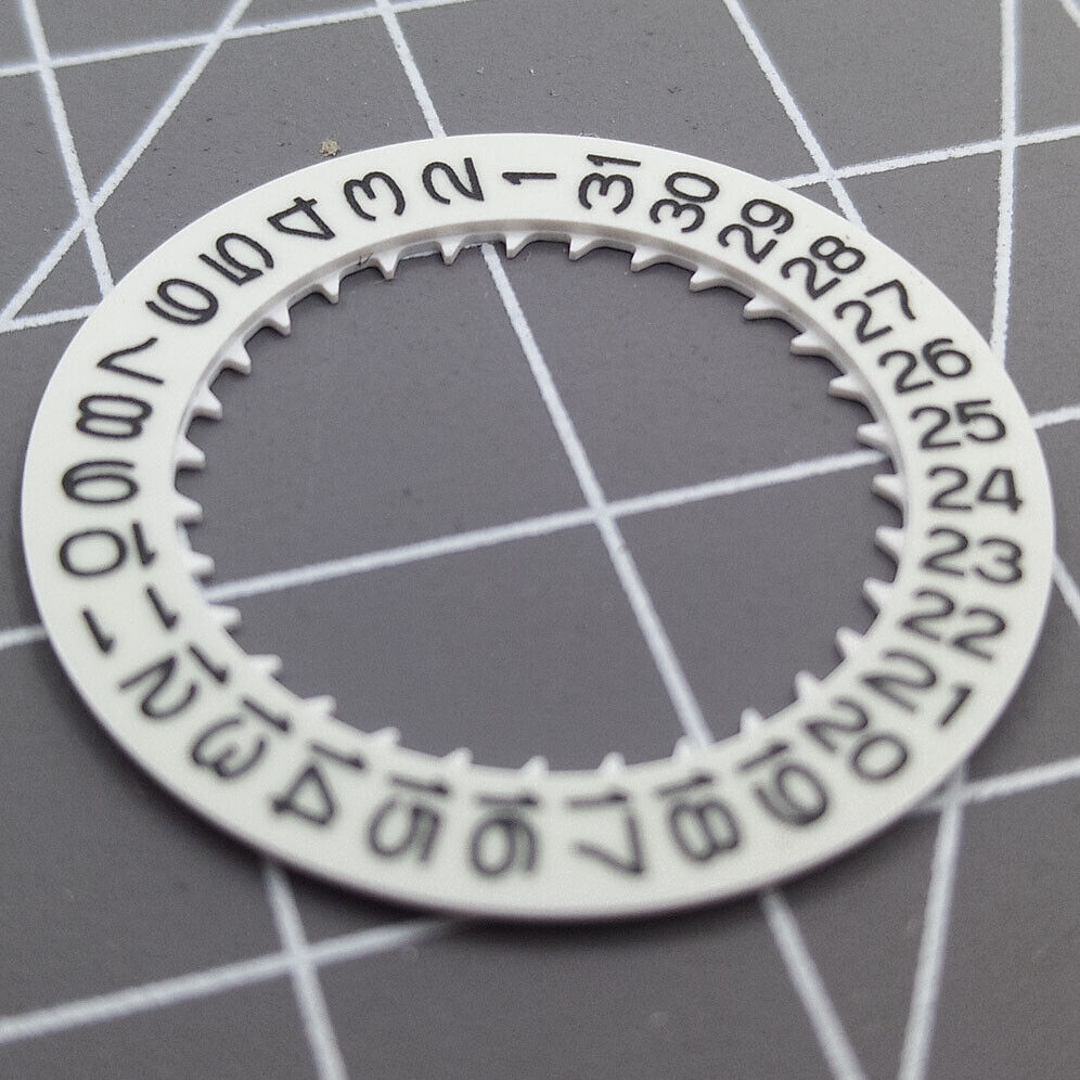 Luminous date disk wheel for NH35 movement with date display at 3 o'clock, precision fit.