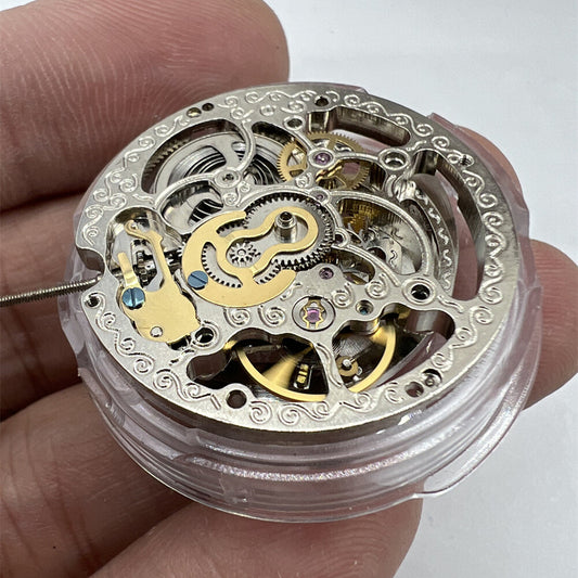 Shanghai Silver hollow carved watch with 3 hands, automatic mechanical movement, elegant China craftsmanship.