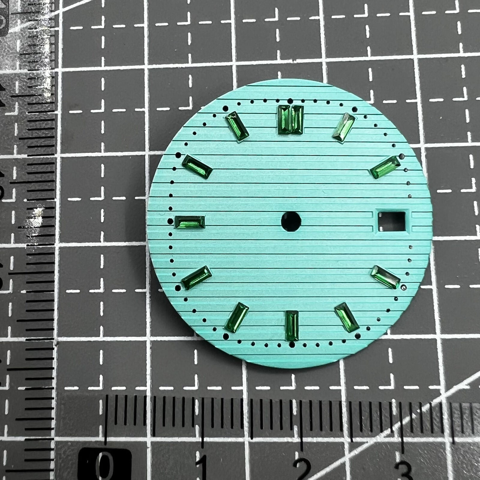 Green imitation gemstone watch dial 29.8mm for NH35 movement, perfect for nail light green accessories.