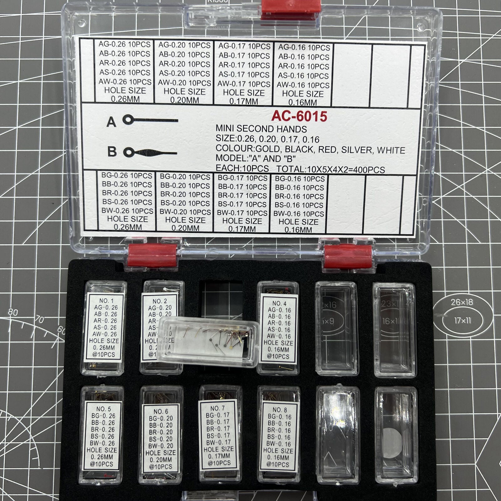 Multi-color mini second watch hands AC-6015, suitable for precision watch repairs and customization.