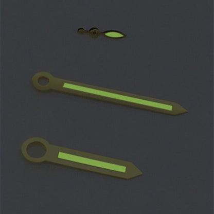 Golden trim green luminous watch hands for ST3600 movement, enhancing readability and style.
