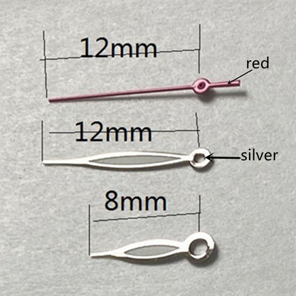 12mm red second hand with silver trim for Miyota 2315 watch movement, precision accessory.