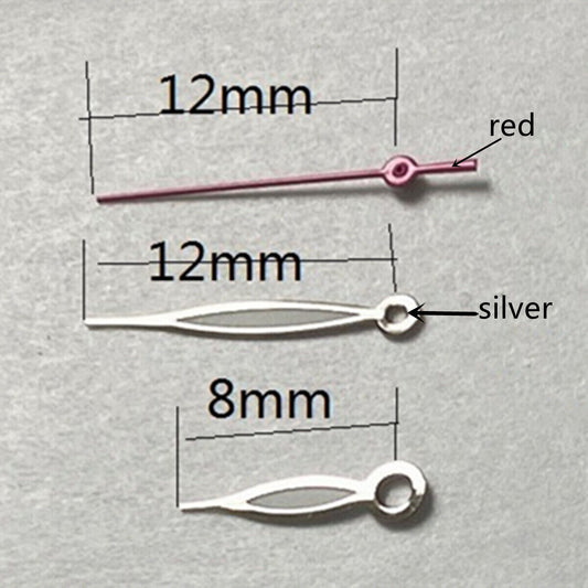 Aiguilles de montre rouges de 12 mm avec garniture argentée pour Miyota 2315 2035 2036 2115 2305