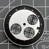 Green Lume 32.5mm Black+White Timed Lap Watch Dial for VK63 Quartz Movement