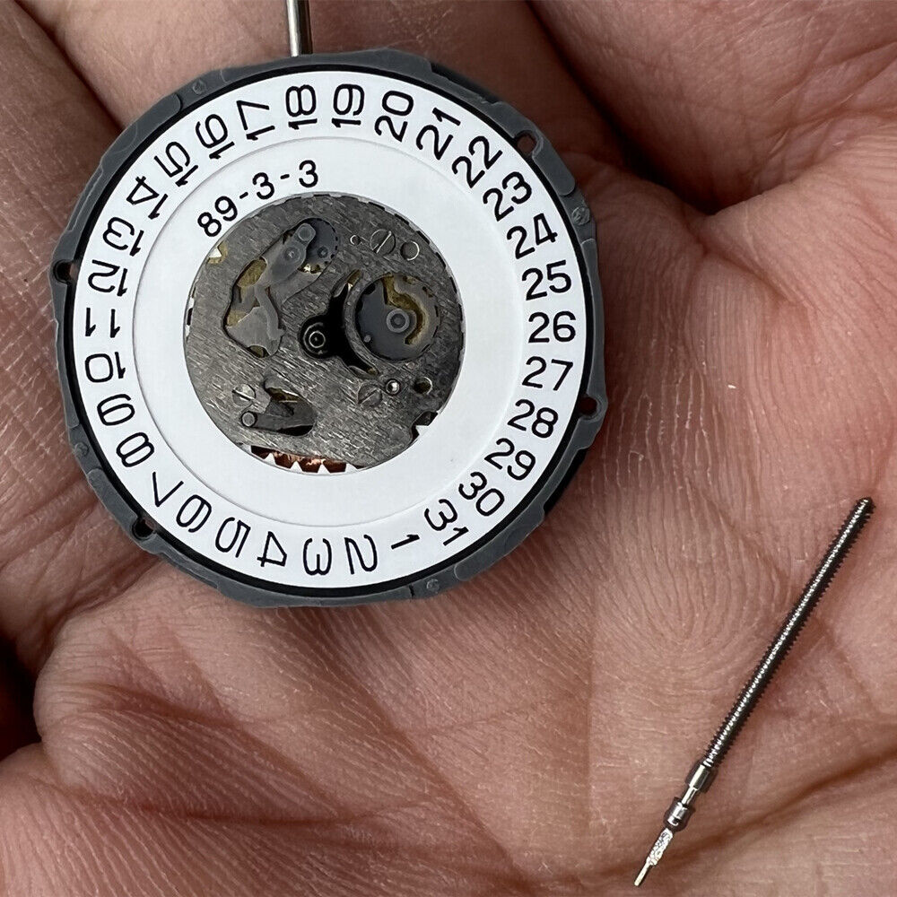 Miyota 6M12 quartz watch movement showing date at 3 o'clock, precision Japan-made mechanism.