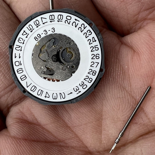 Miyota 6M12 quartz watch movement showing date at 3 o'clock, precision Japan-made mechanism.