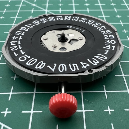 Miyota 2415 quartz movement with black date disk at 3 o'clock, Japan-made watch accessory.