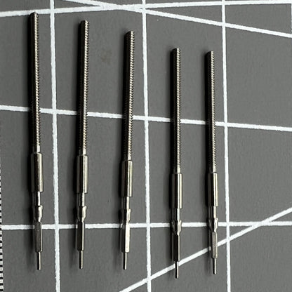 Set of 5 watch winding stems for Miyota 9015; durable accessories for precise timekeeping repair.