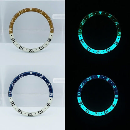 38mm dark blue and brown resin alloy watch bezel with blue lume for SKX007 SKX011 models.
