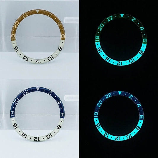 38mm dark blue and brown resin alloy watch bezel with blue lume for SKX007 SKX011 models.