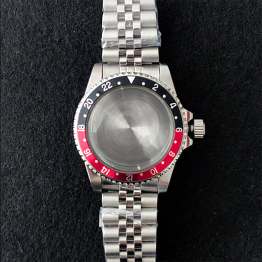 Stainless steel 39.5mm watch case with strap band for NH35/NH36 movement, durable and stylish.