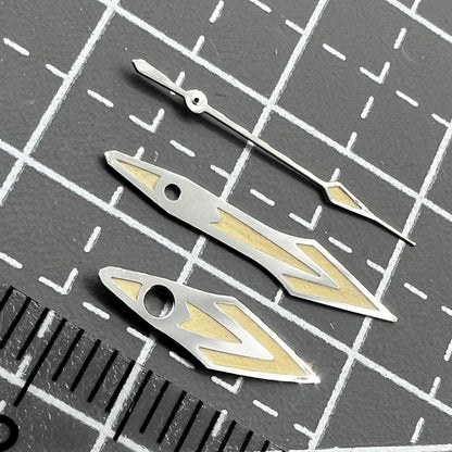 Silver-trimmed 14.5mm orange watch hands for NH35 NH36 movements, no lume finish.