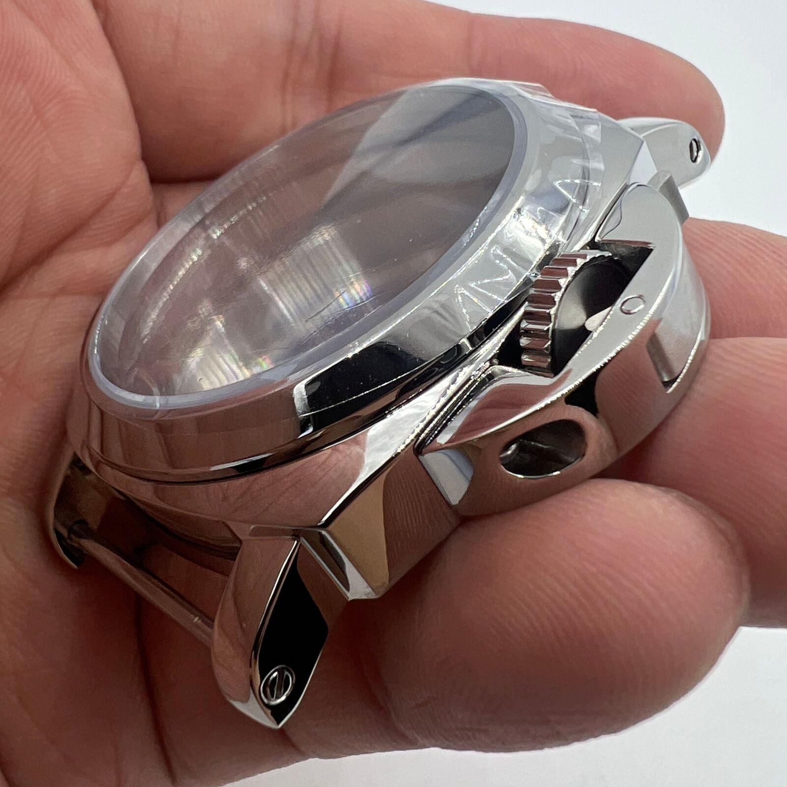 Polished 44MM stainless steel watch case for ETA6497/6498, ST3600/ST3620 movements.