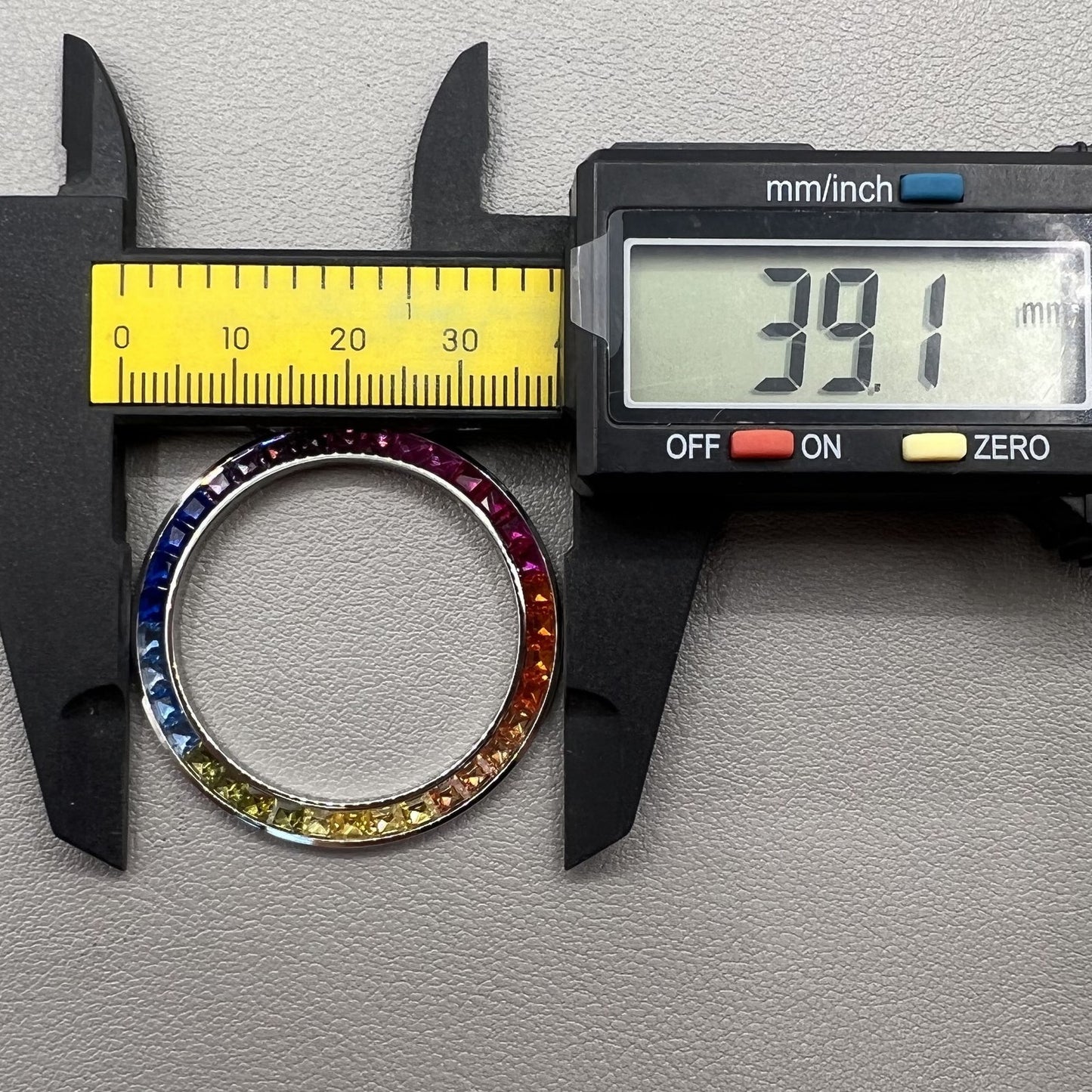 Imitationsdiamant Schmuckstein Lünette 39mm Silber für VK63 Uhrwerk