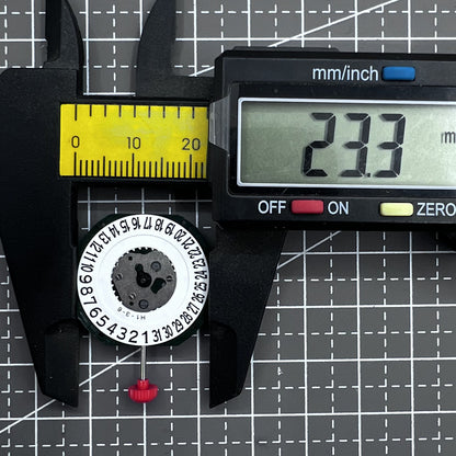 Japan Miyota 2315 quartz watch movement with three hands and date at 6 o'clock, crown pin included