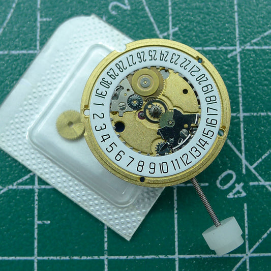 ETA 956.412 Swiss quartz watch movement with 3 hands and date display at 6 o'clock, ideal for watch repairs.