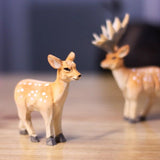 3pcs New Cute Lying+Standing Deer Wooden Figurine Sculpture Decorative Artwork