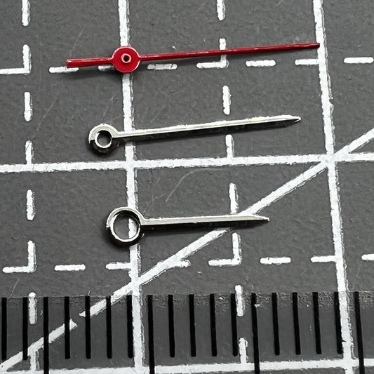 2 Sets/Pack 10mm No Lume Silver+Red Watch Hands for Miyota 1M12 Movement