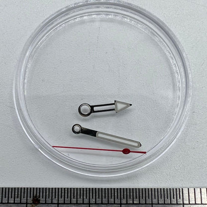 Green lume silver trim pointed arrow watch hands for Miyota NH35/NH36/NH38, combining accuracy and sleek design.