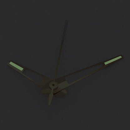 Green luminous rose gold watch hands set compatible with Asian 8215 & Miyota 8N24, ideal for watch repairs.