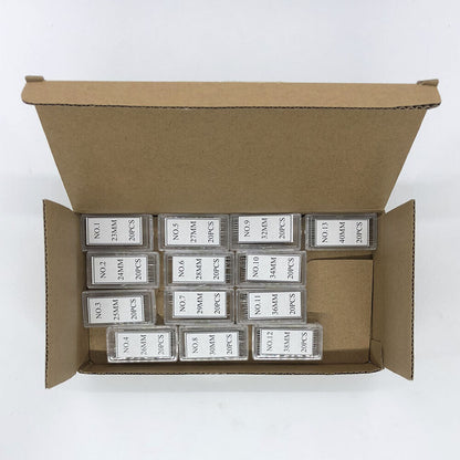 Set of 260 AB-605EL150 stainless steel extra long 1.5mm spring bars for secure watch strap attachment.