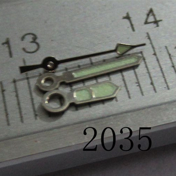 Silver Trim Green Lume Arrow Shape Watch Hand for Miyota 2035 2115 2105 2305