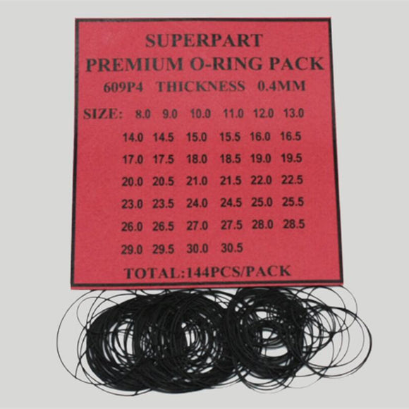 0.4mm Thickness 40 Sizes 144pcs Waterproof O Ring Kit Watch Back Gasket Washers