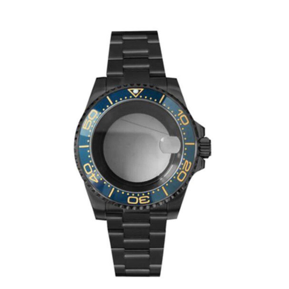 PVD Black SUB Watch Case+Strap 40mm Sapphire Glass 5ATM Waterproof for NH35/NH36