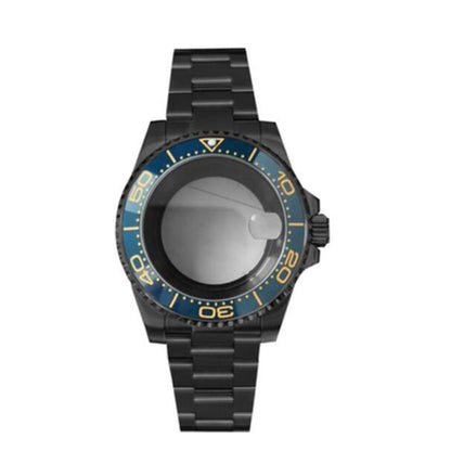 PVD Black SUB Watch Case+Strap 40mm Sapphire Glass 5ATM Waterproof for NH35/NH36