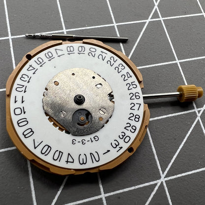 Miyota GM10 quartz movement watch with date display at 3 o'clock, Japan made precision mechanism