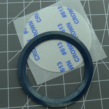 41,5 mm/32,5 mm himmelblaue Lünette gelbe Schrift Keramikuhr Lünetteneinsatz 