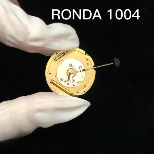 Original Swiss Made Ronda 1004 quartz movement for precise watch repairs and upgrades.  