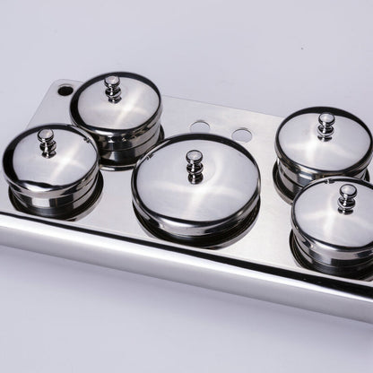 Stainless steel watch oil washing jar by 5 Jars, essential for precise watchmaker repairs and maintenance.