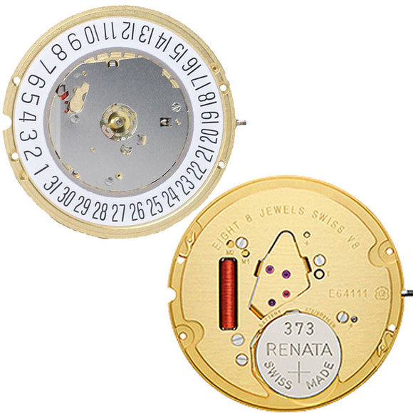 ETA E64.111 Watch Quartz Movement  3 Hands Date At 3/6