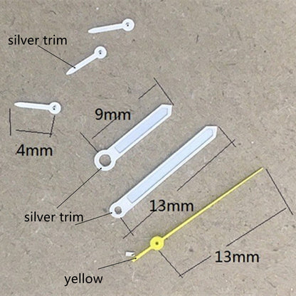 Yellow second hand with silver trim and lume for VD53 VD54 VD57 watch movements.